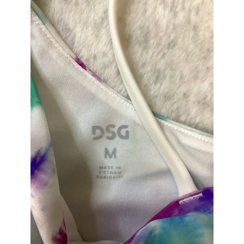 DSG Girls Asymmetric‎ Swim Top Tide Dye Multi Size Medium NWT 50+ UV Protection